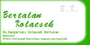 bertalan kolacsek business card